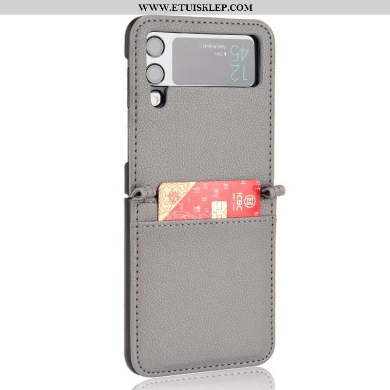 Etui do Samsung Galaxy Z Flip 3 5G Etui Folio Skórzane Etui Na Karty W Stylu Litchi